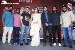 Malayalam and Telugu film Kurup Pre-Release Event attended by Dulquer Salmaan, Sobhita Dhulipala and others