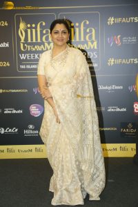 Indian actress Kushboo lovely in a yellow saree