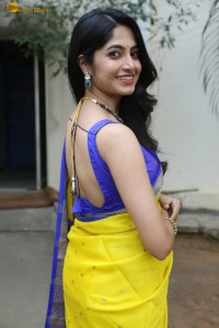 actress Kushee Ravi beautiful in a yellow saree