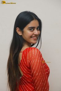 actress kushitha kallapu cute photo shoot in a red salwar
