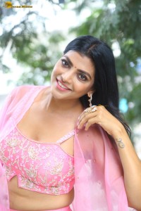 actress lahari ravishing looks in a pink lehenga choli