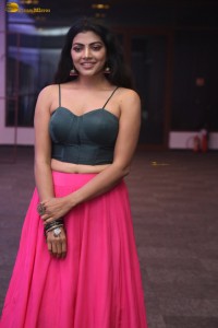 actress lahari stylish looks in a grey top and pink skirt