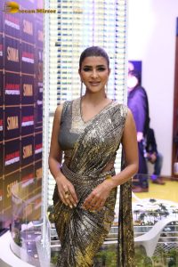 actor mohan babu’s daughter and actress Lakshmi Manchu in a green saree