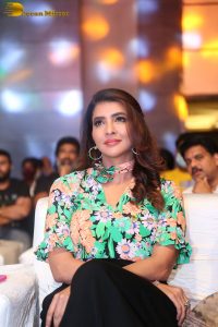 mohan babu daughter and actress Lakshmi Manchu in a green shirt at an event