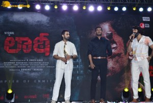 Laththi movie teaser launch attended by Vishal, Udhayanidhi Stalin, Sunaina and Nassar