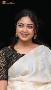 Actress lavannya sahukara in a white saree