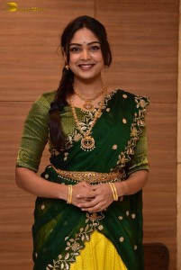 actress Lavannya Sahukara cute in a green half saree