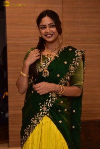 actress Lavannya Sahukara cute in a green half saree