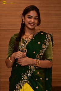 actress Lavannya Sahukara cute in a green half saree