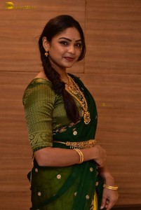 actress Lavannya Sahukara cute in a green half saree