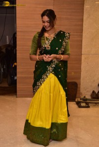 actress Lavannya Sahukara cute in a green half saree