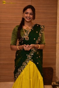 actress Lavannya Sahukara cute in a green half saree
