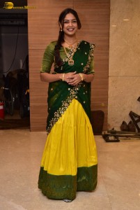 actress Lavannya Sahukara cute in a green half saree