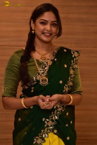 actress Lavannya Sahukara cute in a green half saree