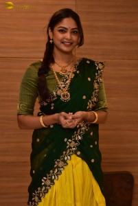 actress Lavannya Sahukara cute in a green half saree
