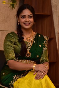 actress Lavannya Sahukara cute in a green half saree