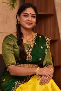 actress Lavannya Sahukara cute in a green half saree