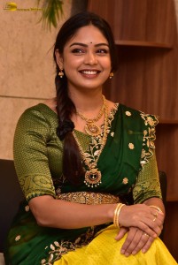 actress Lavannya Sahukara cute in a green half saree