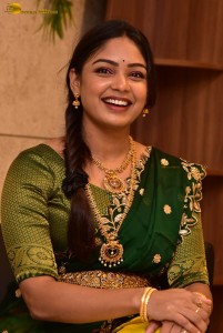 actress Lavannya Sahukara cute in a green half saree