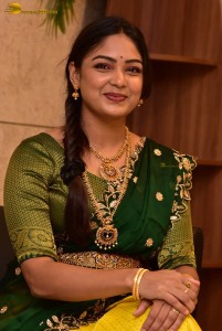 actress Lavannya Sahukara cute in a green half saree