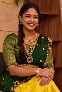 actress Lavannya Sahukara cute in a green half saree