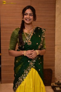 actress Lavannya Sahukara cute in a green half saree