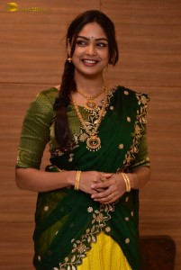 actress Lavannya Sahukara cute in a green half saree