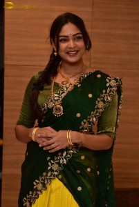 actress Lavannya Sahukara cute in a green half saree