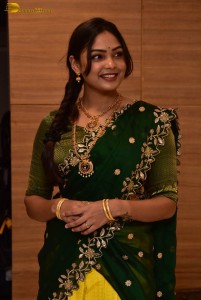 actress Lavannya Sahukara cute in a green half saree