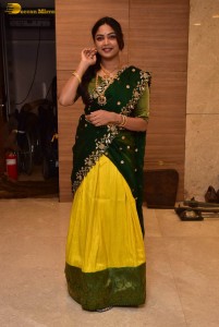 actress Lavannya Sahukara cute in a green half saree