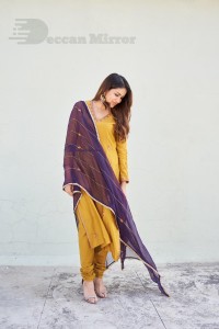 Lavanya Tripathi in a yellow salwar dress