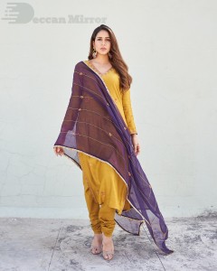 Lavanya Tripathi in a yellow salwar dress