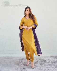 Lavanya Tripathi in a yellow salwar dress