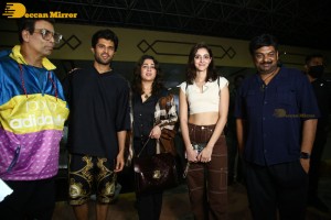 Vijay Deverakonda and Ananya Panday at Begumpet Airport in Hyderabad