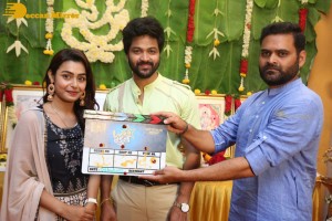 Syed Sohel and Actress Mokksha at the launch of their movie Lucky Lakshman