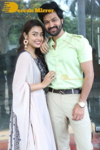 Syed Sohel and Actress Mokksha at the launch of their movie Lucky Lakshman