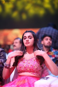 actress Maanasa Choudhary beautiful in a pink lehenga choli dress at a movie event