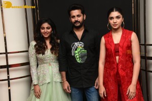 Ra Ra Reddy song launch from the movie Macherla Niyojakavargam lo - attended by Nithin, Anjali and Krithi Shetty