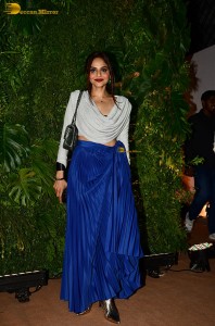 actress madhubala also known a madhoo attending a party in white top and blue skirt