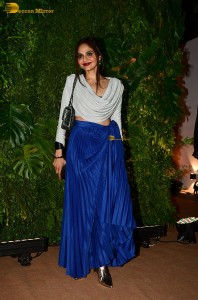 actress madhubala also known a madhoo attending a party in white top and blue skirt