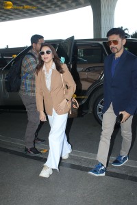 Bollywood star actress Madhuri Dixit spotted with her husband at mumbai airport