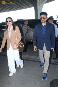 Bollywood star actress Madhuri Dixit spotted with her husband at mumbai airport