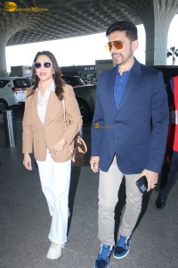 Bollywood star actress Madhuri Dixit spotted with her husband at mumbai airport