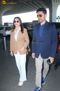 Bollywood star actress Madhuri Dixit spotted with her husband at mumbai airport