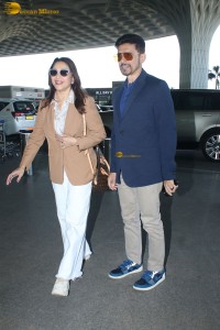 Bollywood star actress Madhuri Dixit spotted with her husband at mumbai airport