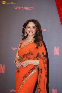 actress madhuri dixit beautiful in a orange red saree
