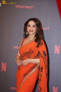 actress madhuri dixit beautiful in a orange red saree