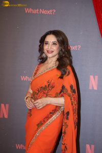 actress madhuri dixit beautiful in a orange red saree