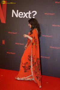 actress madhuri dixit beautiful in a orange red saree