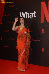 actress madhuri dixit beautiful in a orange red saree